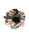 Vintage Nuova Capodimonte Rose Flower Candlestick Holders