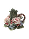 Vintage Nuova Capodimonte Rose Flower Candlestick Holders