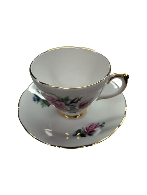 Delphine Fine Bone China Pink Rose Teacup Set (2 peices)