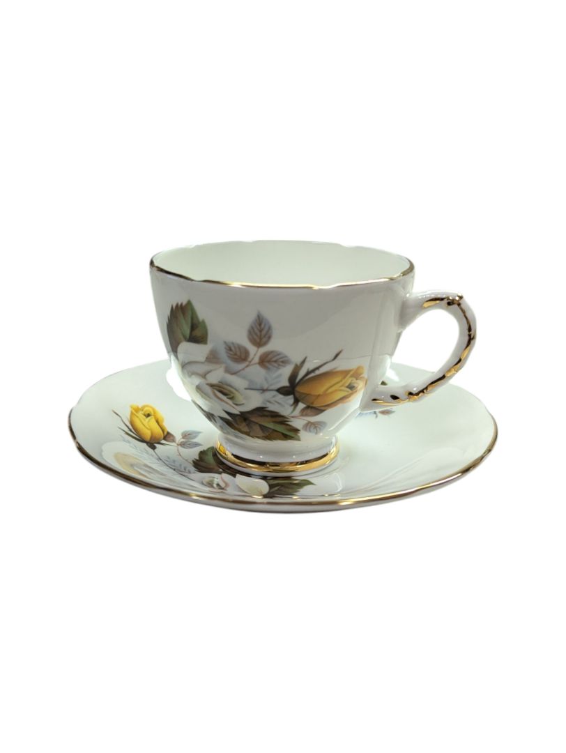 Delphine Fine Bone China Yellow Rose Teacup Set (2 peices)