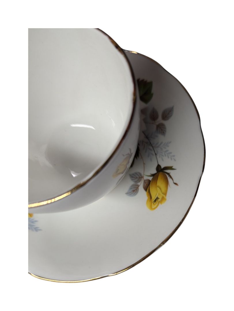 Delphine Fine Bone China Yellow Rose Teacup Set (2 peices)