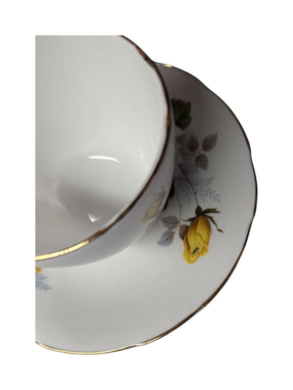Delphine Fine Bone China Yellow Rose Teacup Set (2 peices)