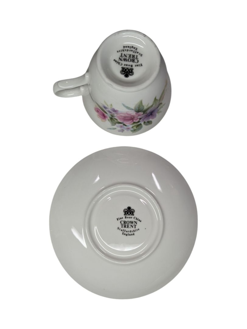 Crown Trent Flower Pattern Fine Bone China Teacup Set (2 pieces)