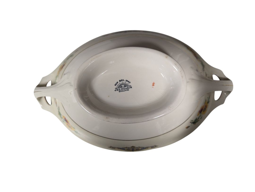 J&G Meakin England Plate, Gravy Bowl and Serving Dish w/ Lid (set of 4)