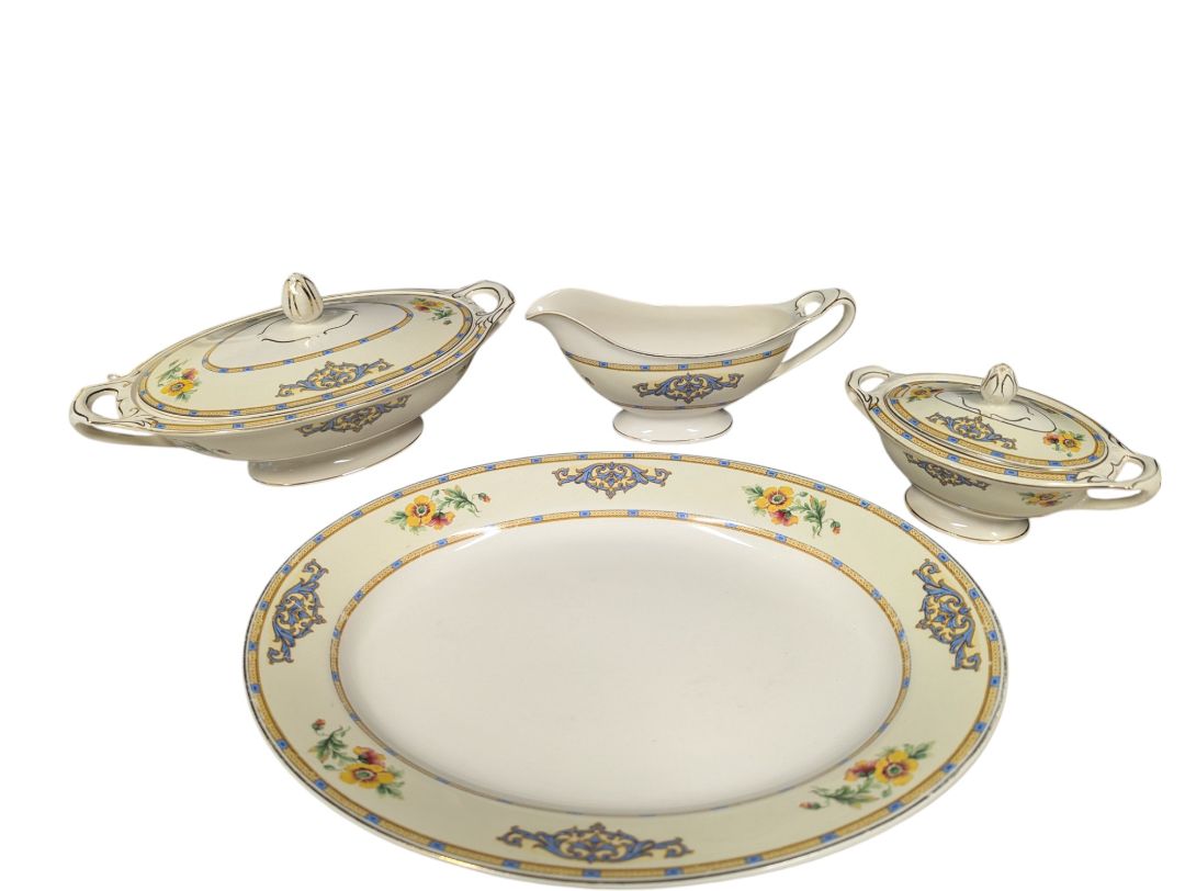 J&G Meakin England Plate, Gravy Bowl and Serving Dish w/ Lid (set of 4)