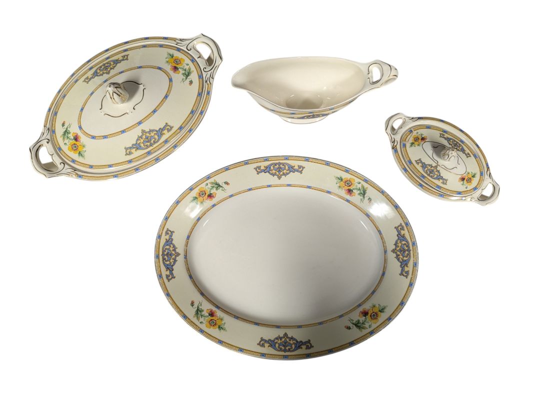 J&G Meakin England Plate, Gravy Bowl and Serving Dish w/ Lid (set of 4)