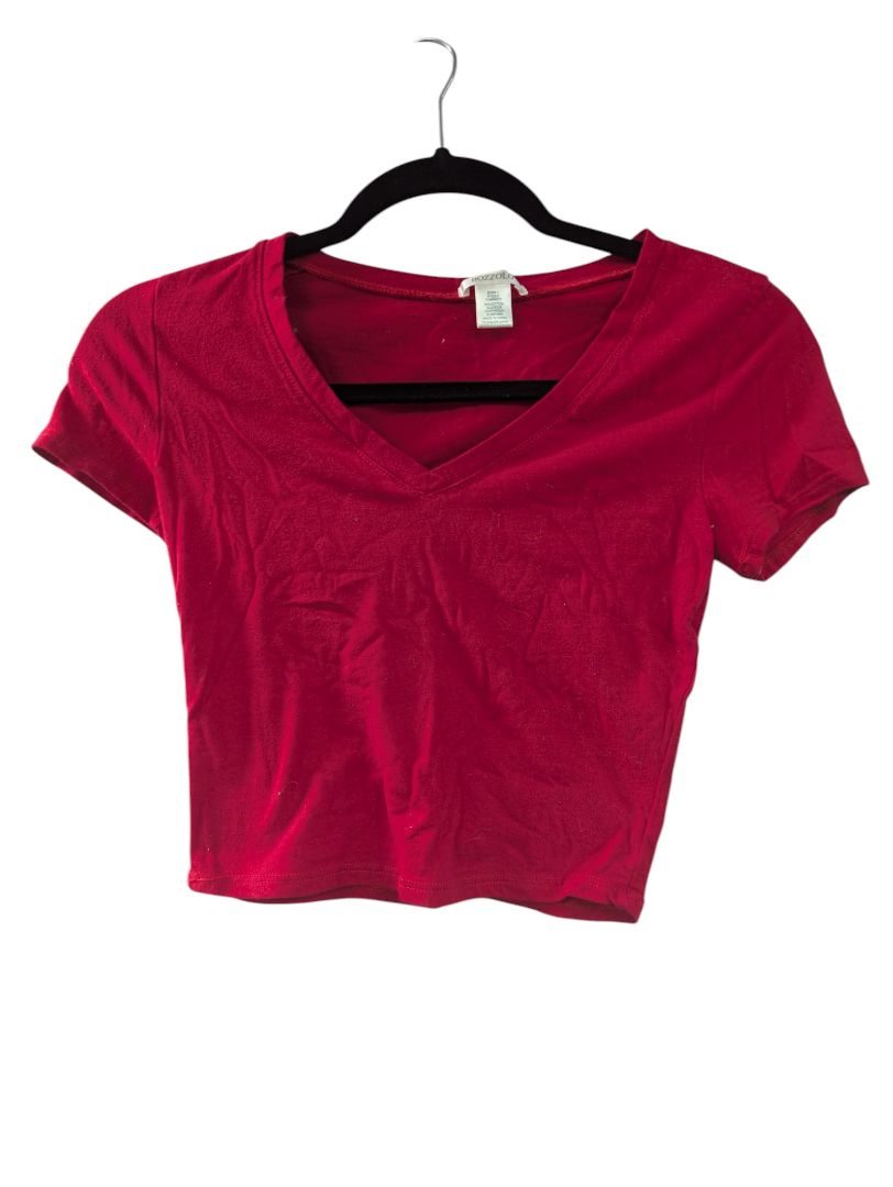Red Bozzolo Women's Red V-neck Crop Top (S)