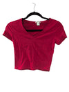 Red Bozzolo Women's Red V-neck Crop Top (S)