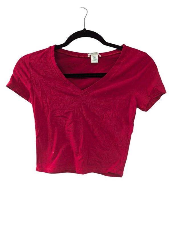 Red Bozzolo Women's Red V-neck Crop Top (S)
