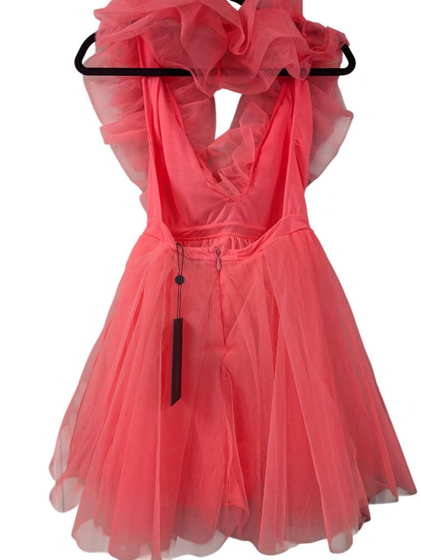 Neon Pink Mini Dress Olivia Tulle Size S
