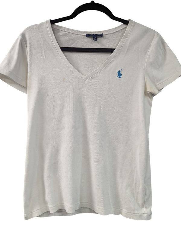White V-neck T-shirt Ralph Lauren Size L