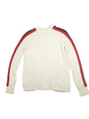 White Sweater with Blue Black Lining Hippie Rose Size S