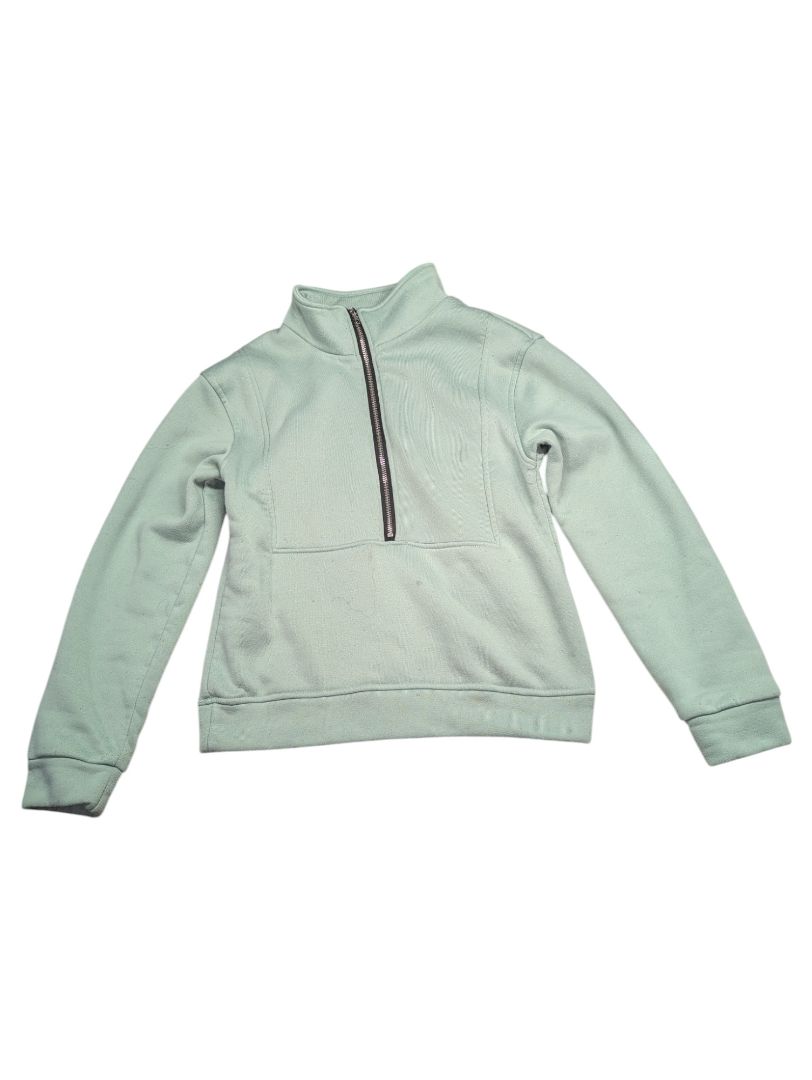 Mint Green Zip-Up Turtle Neck Sweatshirt