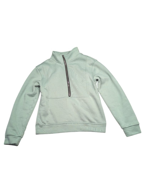 Mint Green Zip-Up Turtle Neck Sweatshirt