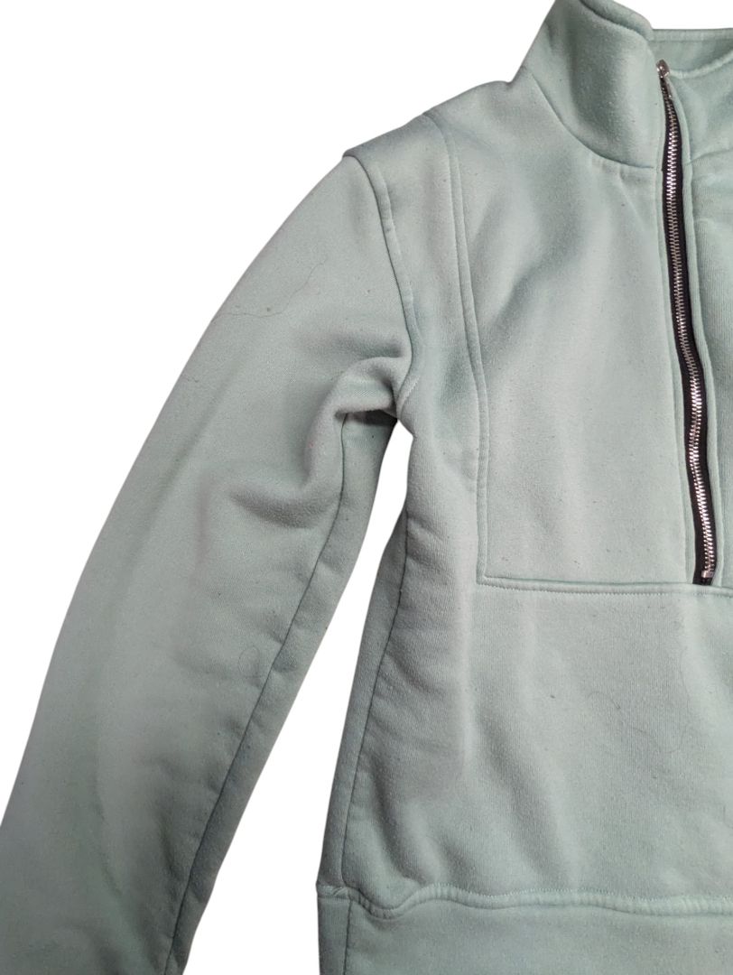 Mint Green Zip-Up Turtle Neck Sweatshirt