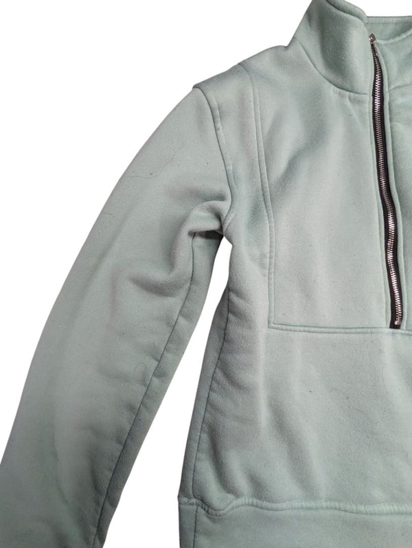 Mint Green Zip-Up Turtle Neck Sweatshirt