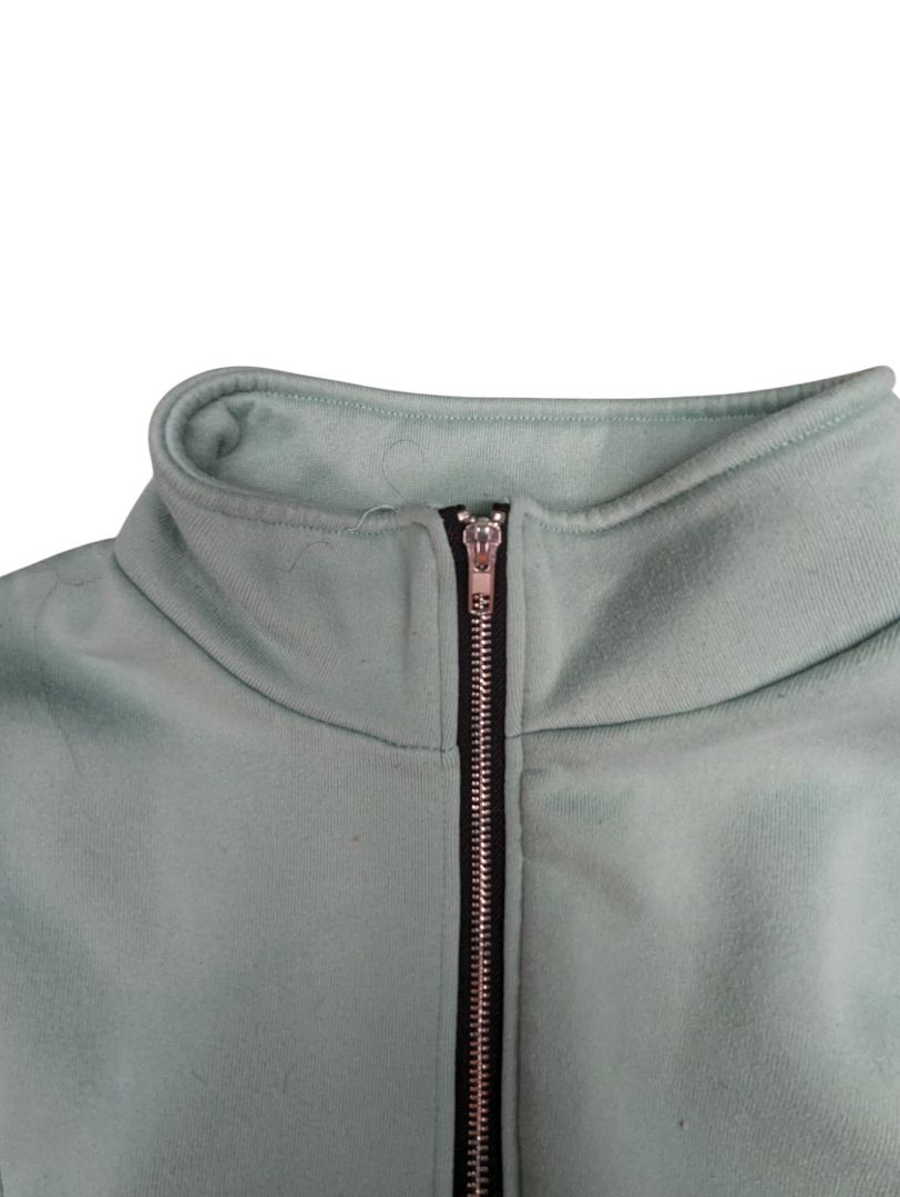 Mint Green Zip-Up Turtle Neck Sweatshirt