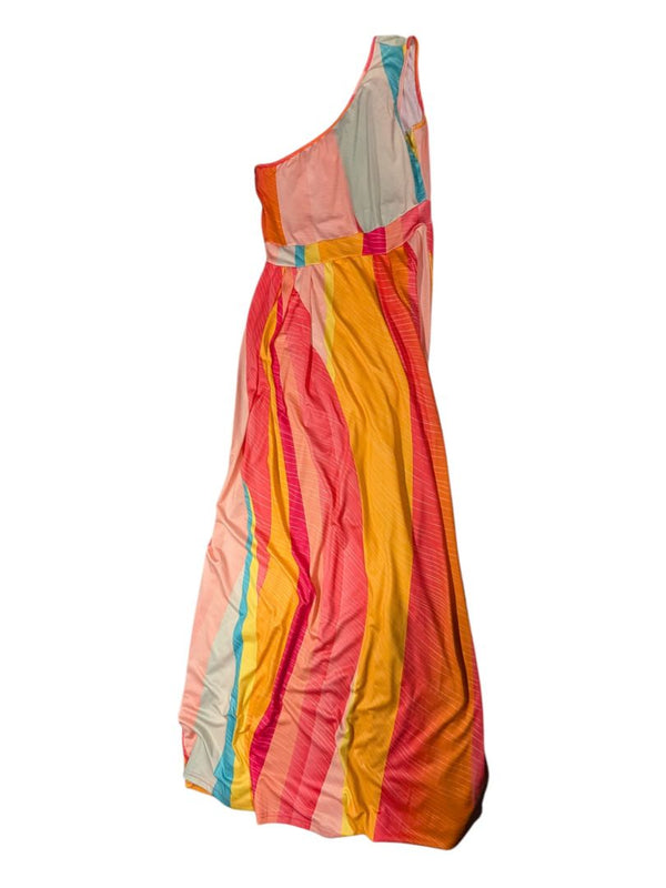 Orange and Red One Shoulder Dress ChicMe Size M