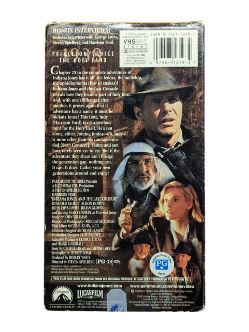Indiana Jones and the Last Crusade VHS