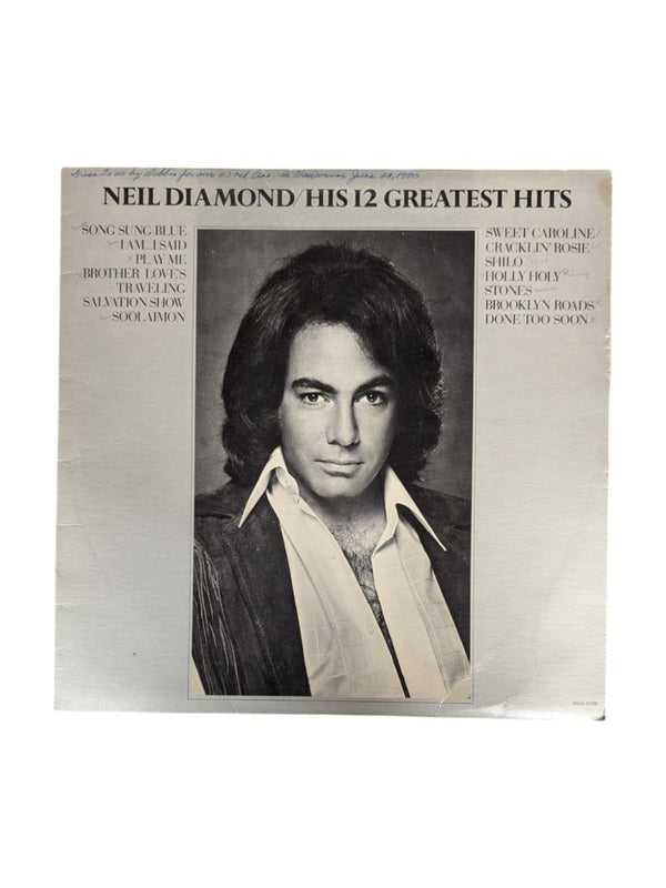 Neil Diamond His I2 Greatest Hits LP
