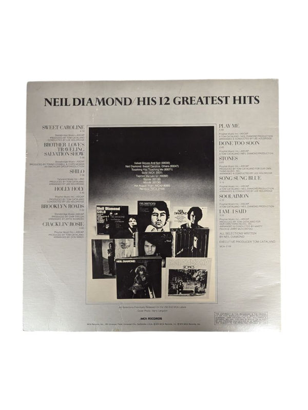 Neil Diamond His I2 Greatest Hits LP