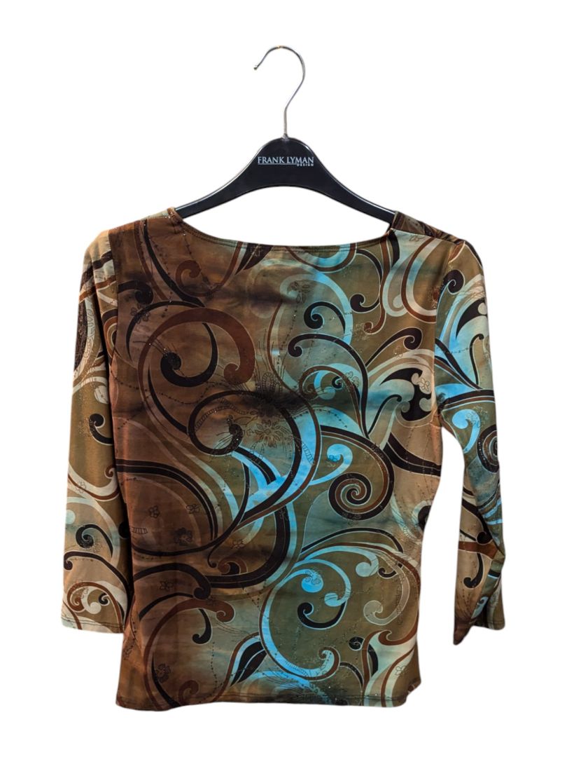 Flutter Sleeve Brown and Blue Shirt Frank Lyman Size 4