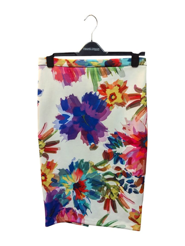 White Skirt with Flower Pattern Frank Lyman Size 4