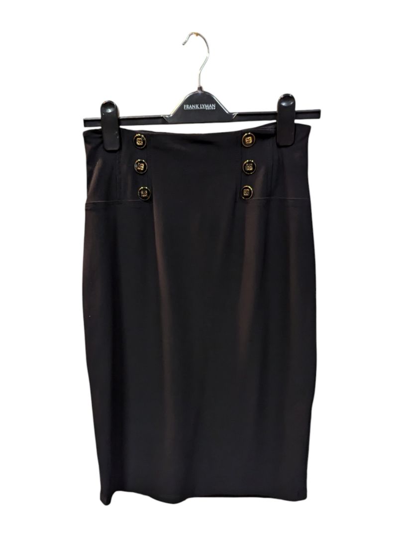 Black Stretchy Skirt with Buttons Frank Lyman Size 4