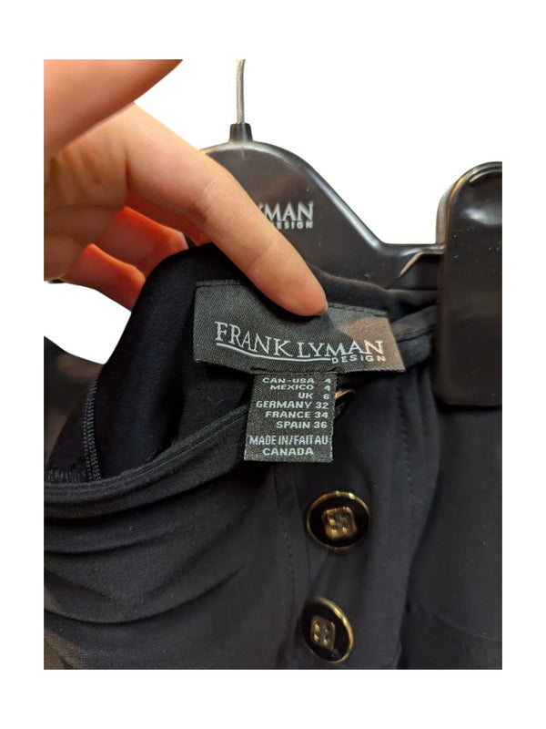 Black Stretchy Skirt with Buttons Frank Lyman Size 4