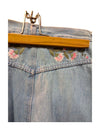 Blue Denim Skirt with Embroidered Flower Visa