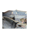 Blue Denim Skirt with Embroidered Flower Visa