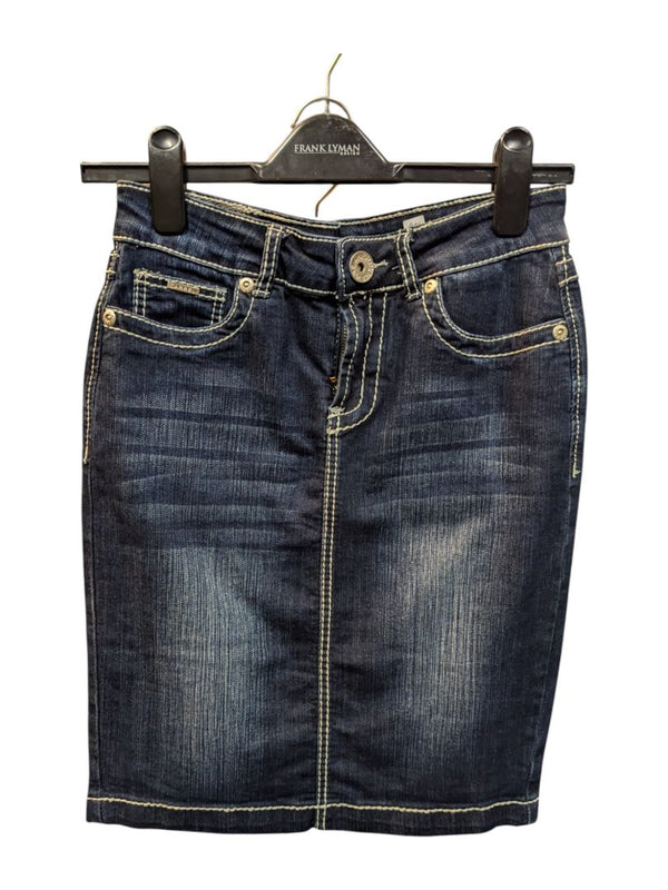 Dark Blue Mini Skirt White Lining Charreli