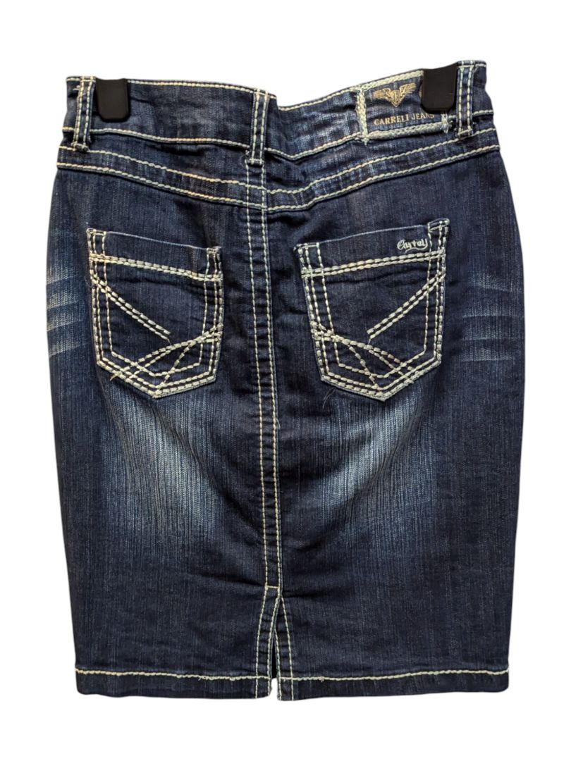 Dark Blue Mini Skirt White Lining Charreli
