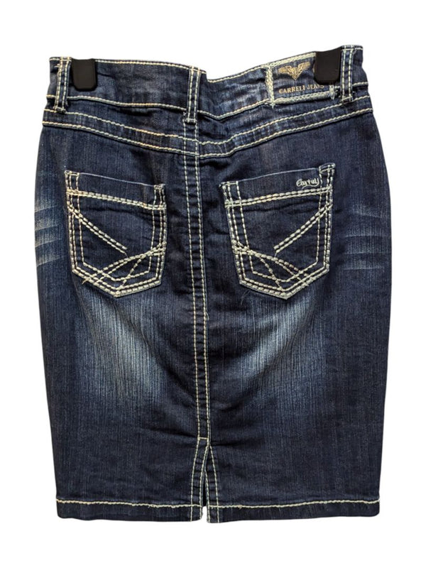 Dark Blue Mini Skirt White Lining Charreli