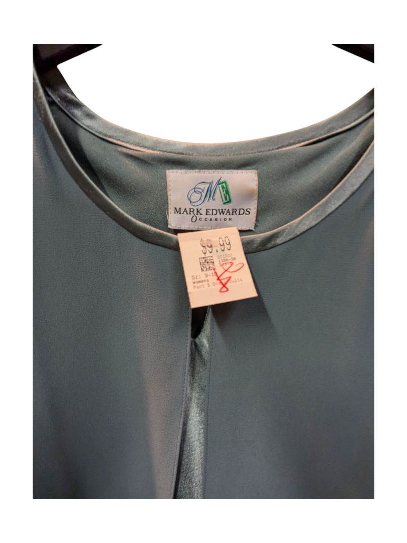 Blue Lux Blouse Mark Edwards Size 9