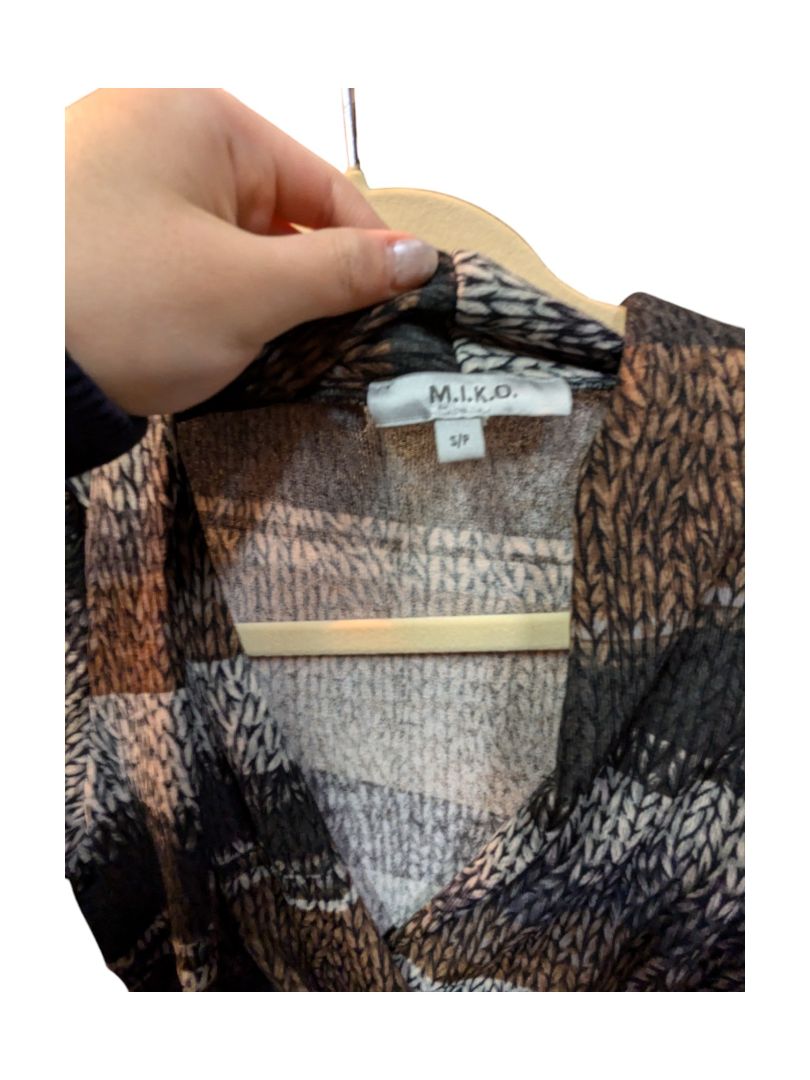 Brown and Black Drapey Shirt Miko Size S