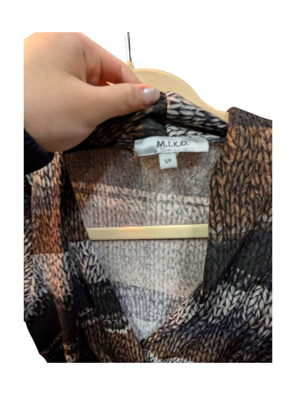 Brown and Black Drapey Shirt Miko Size S