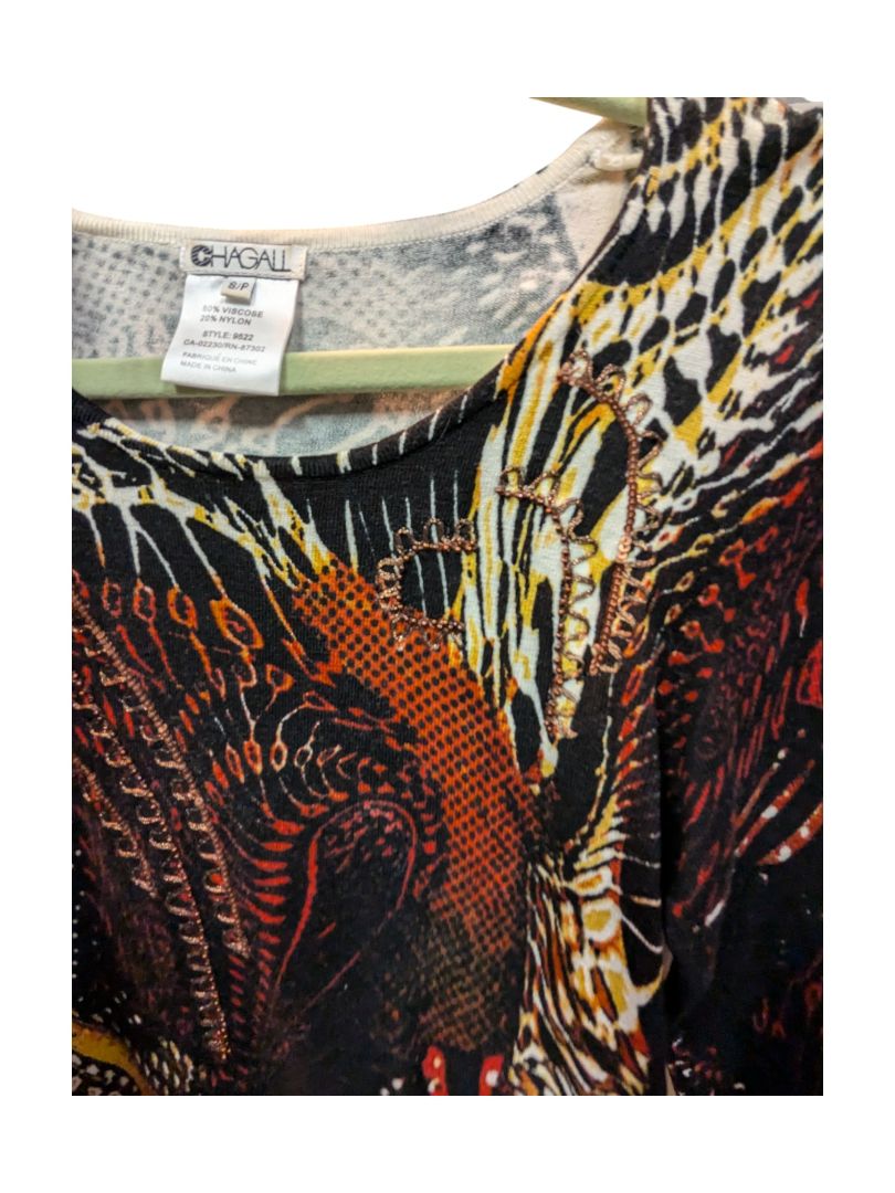 African Style Pattern Drapey Shirt Chagall Size S