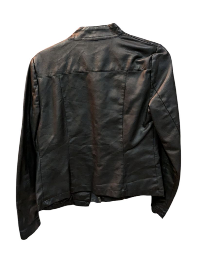 Black Pu Leather Jacket Moto Gear Size M