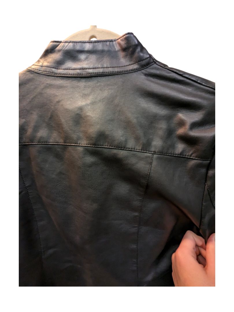 Black Pu Leather Jacket Moto Gear Size M