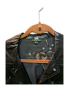 Black Leather Jacket with Embroid Tricotto Size M