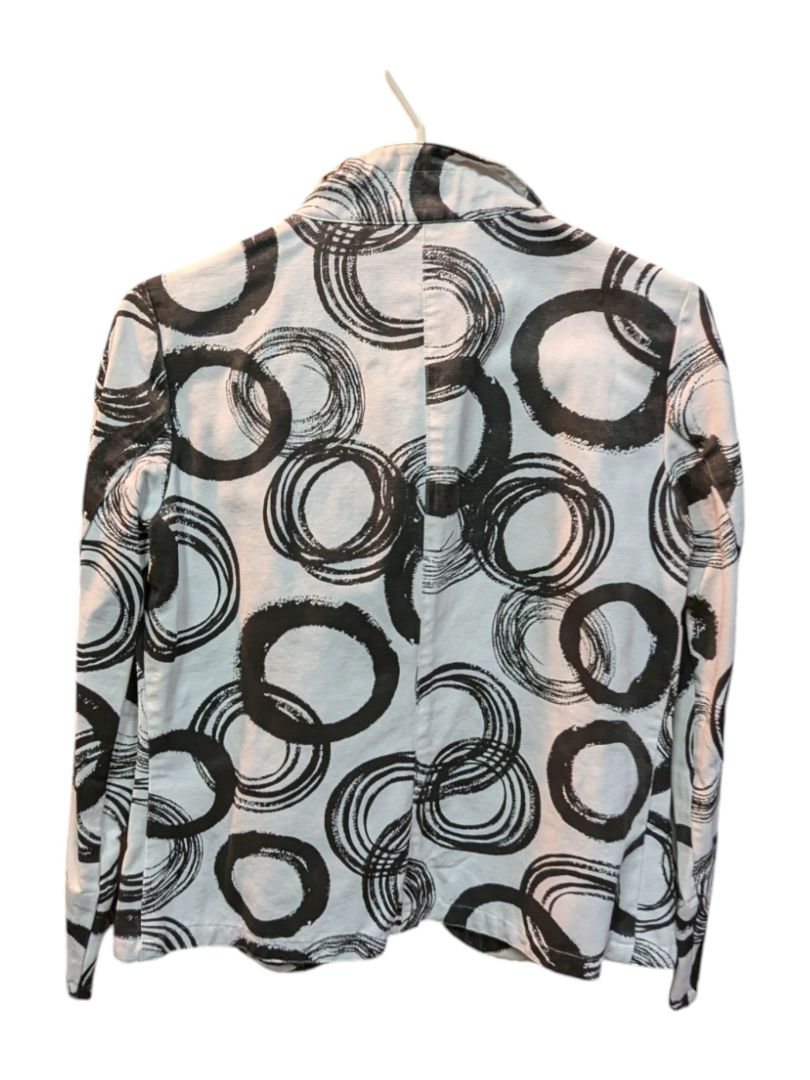 Black Circular Pattern White Jacket Abbie Mags Size S