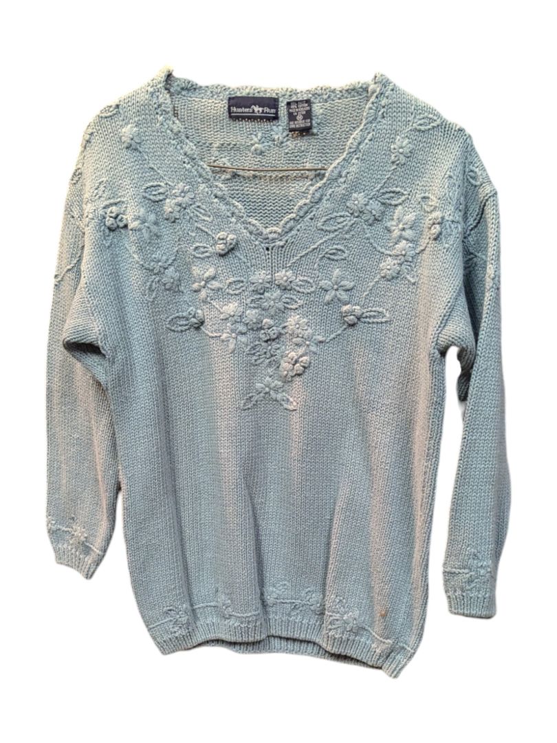 Grey Crochet Sweater Hunters Run Size M