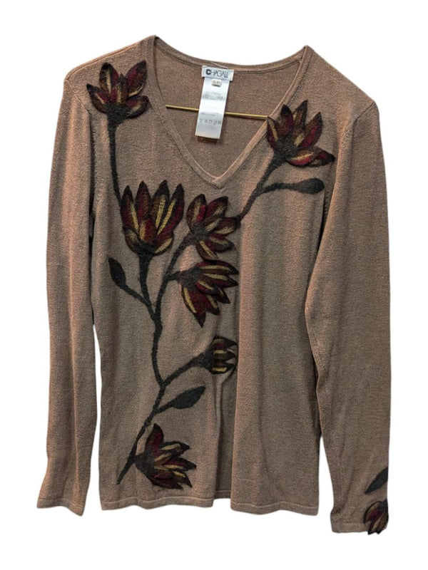 Brown Knitted Shirt With Wool Flower Chagall Size S