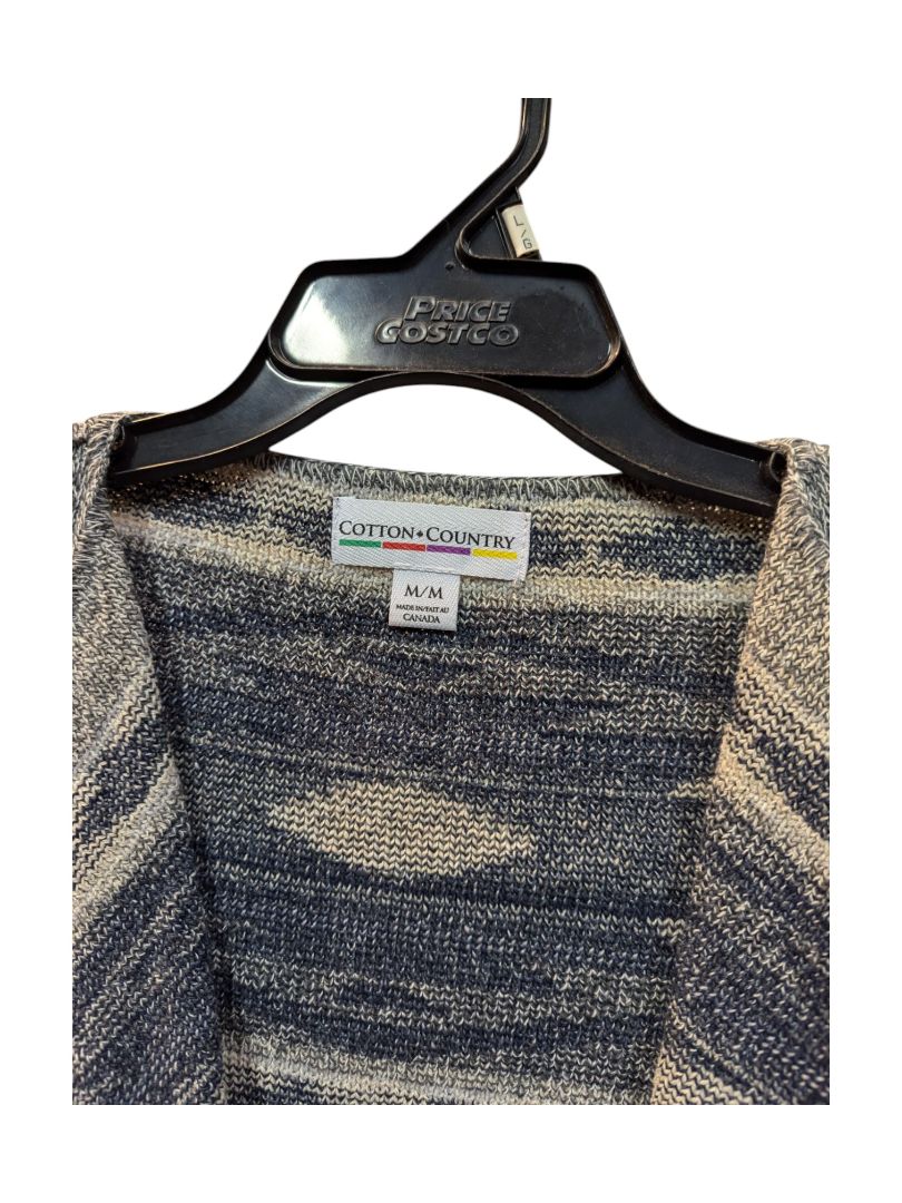 Full Zip Collared Knit Abstract Sweater Cotton + Country Size M