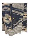 Full Zip Collared Knit Abstract Sweater Cotton + Country Size M