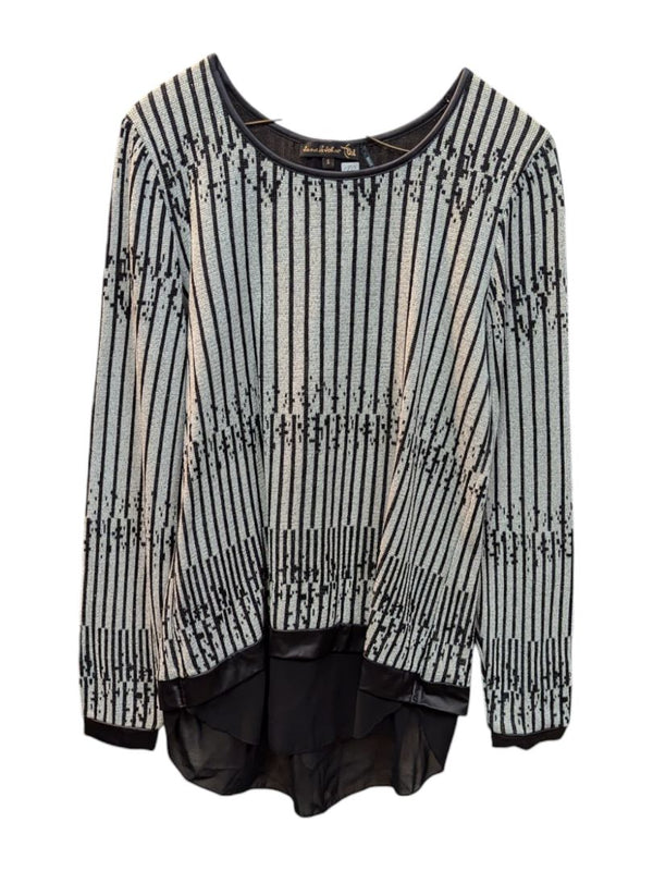 Black and White Line Layered Sweater Jane John Size S