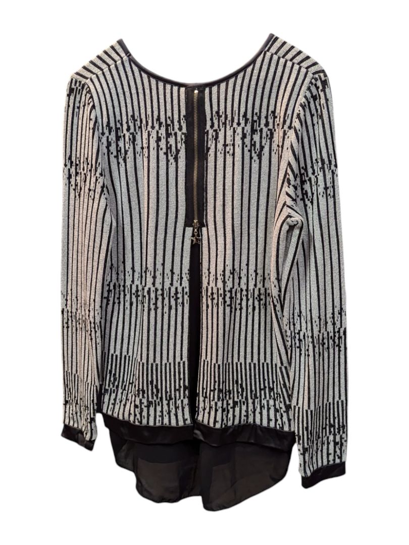 Black and White Line Layered Sweater Jane John Size S