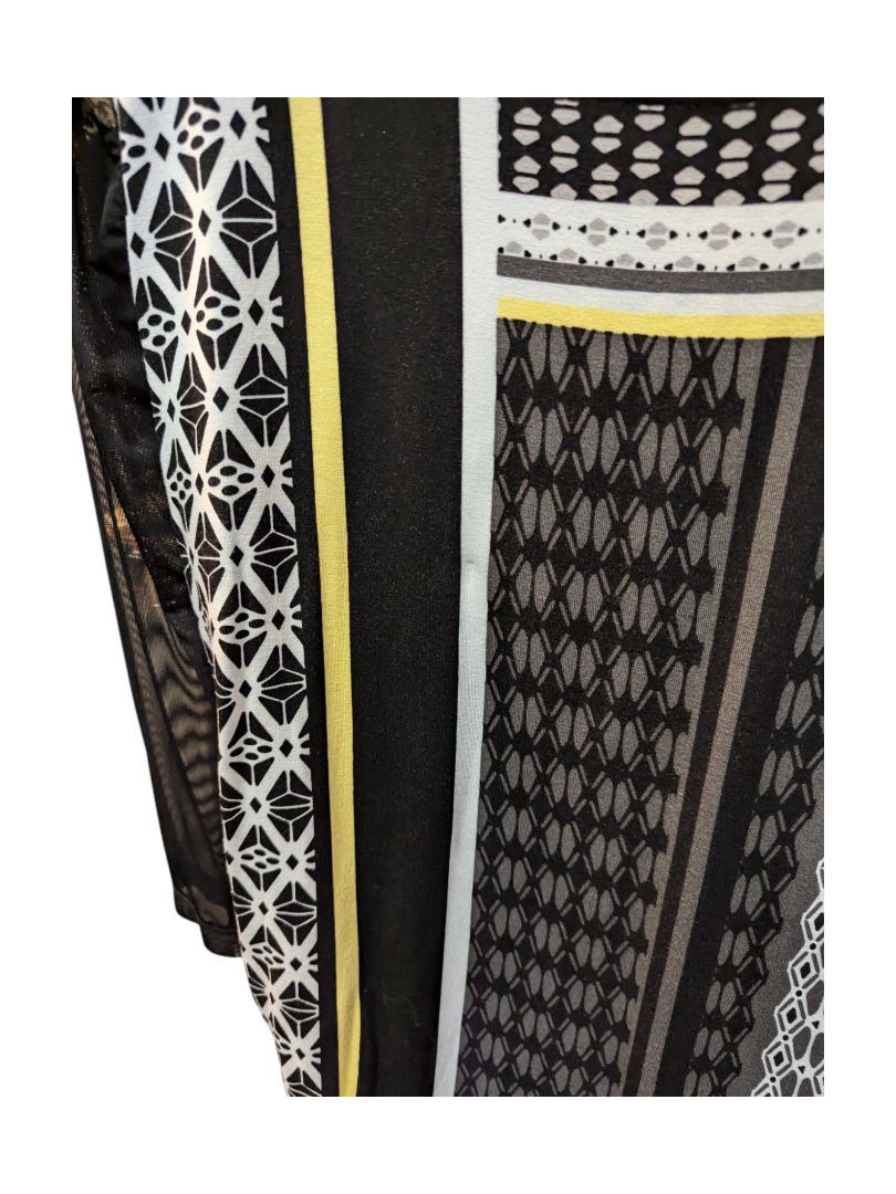 Black White Yellow Geometric Pattern Long Sleeves Tribal Size S