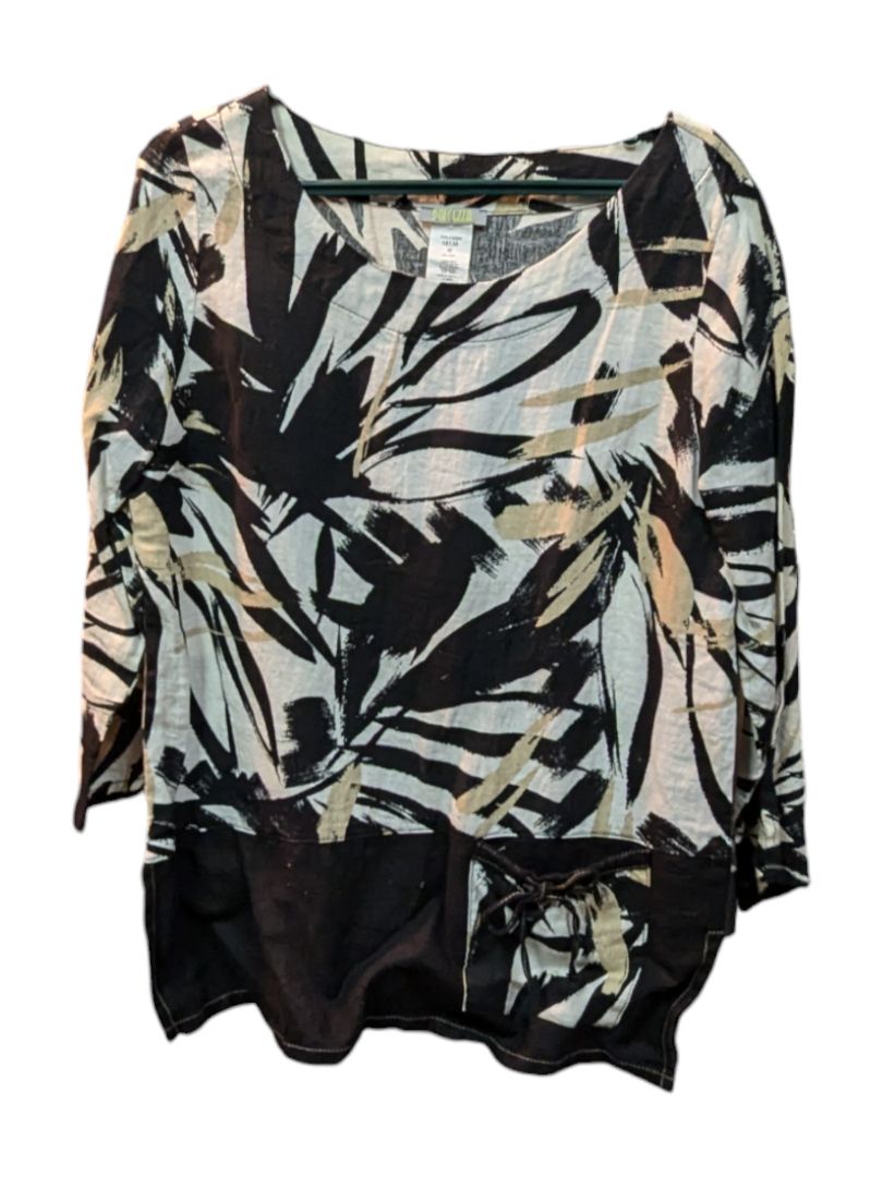 Black Tropical Print White Shirt Dolcezza Size M